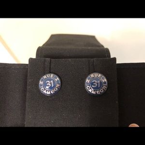 CHANEL Metal Blue Round Earrings - NEW